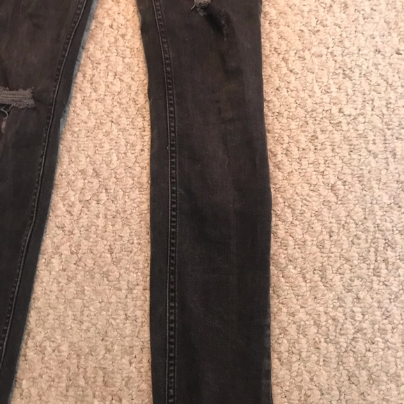 Free people skinny black denim jegging pants jeans frayed 25 xs - Picture 2 of 4